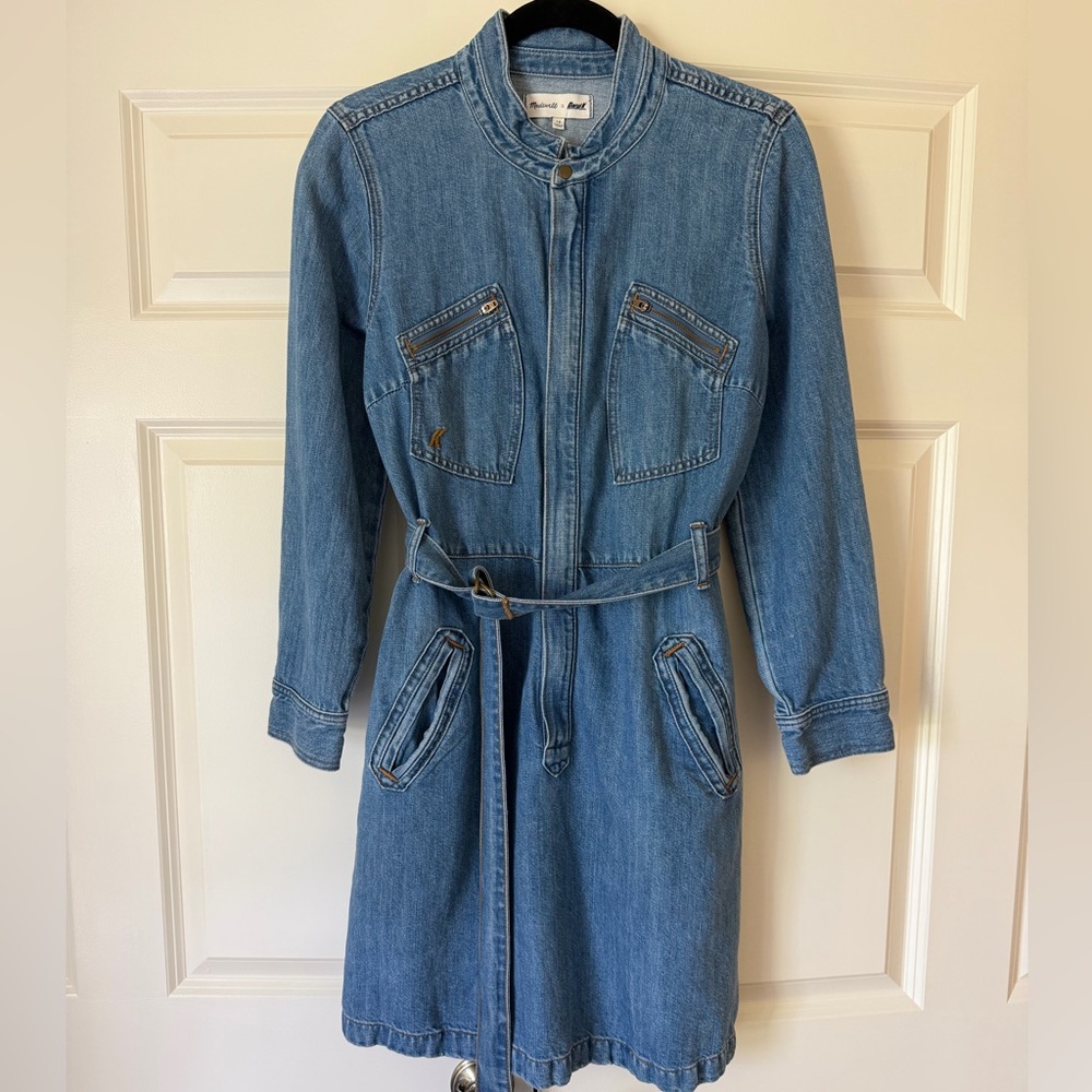 Madewell x DaniK Denim Zip Front Belted Dress size 10